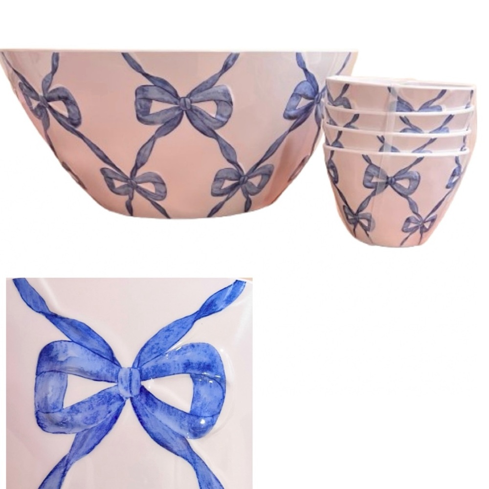 🆕- Shabby Chic- Blue Bow Coquette
Melamine 5-Piece Bowl Set